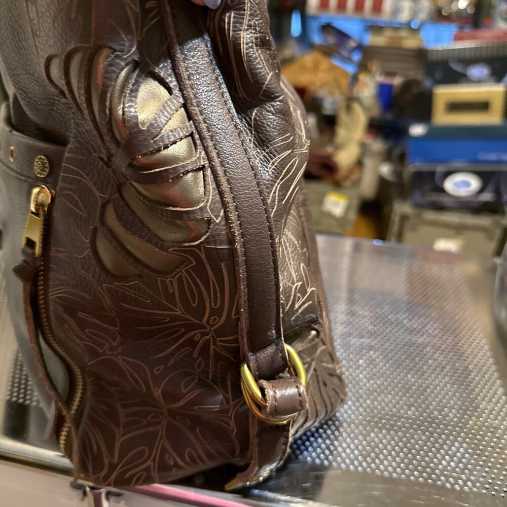 The Sak Collective Ojai Tobacco Dark Brown Leather Hobo Bucket Shoulder Purse - Picture 3 of 10